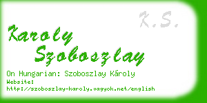 karoly szoboszlay business card